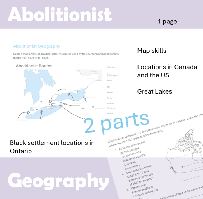 Geography Abolitionist and blacksettlement locations